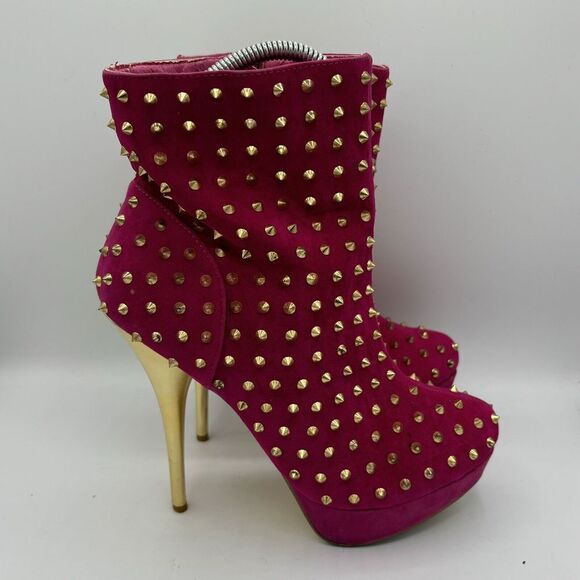 Goldfish Women Sz 9-9.5M Pink Stiletto 5" Hi Heels Shoes Spike Dancer Glam Rock - Picture 4 of 7